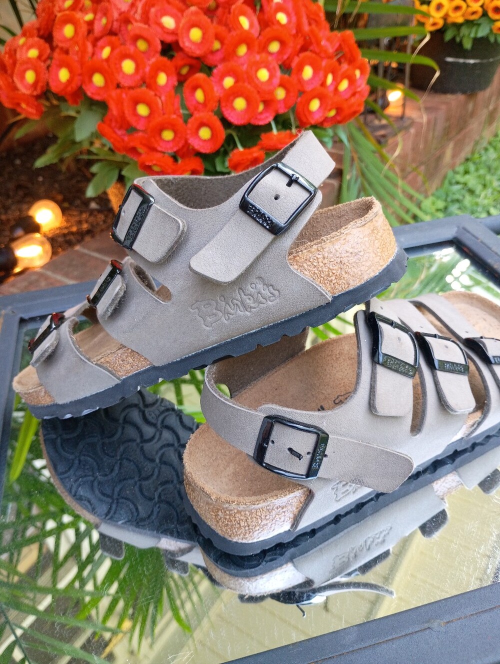 BIRKENSTOCK BIRKIS SZ 5 FLORIDA ARIZONA ELLICE 3 STRAP NUBUCK SANDALS LN - Picture 2 of 15